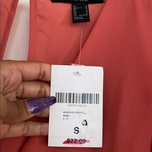 Salmon long sleeve bodysuit NWT peplum/ruched - Picture 4 of 8